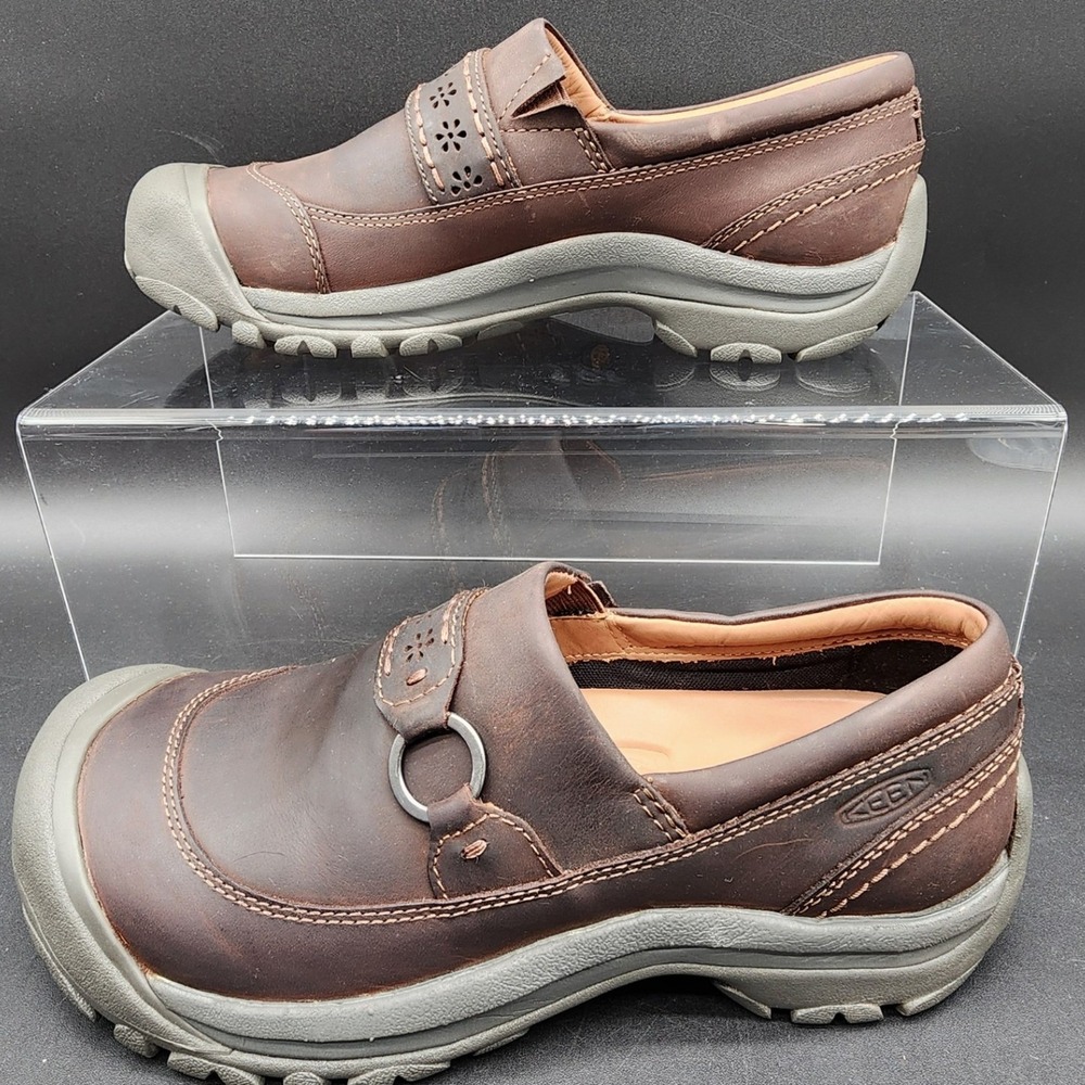KEEN 8.5 Brown Kaci II leather slip-on Mule Leather Clog Gorpcore Hiking Outdoor